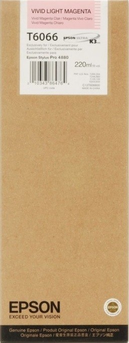 Картридж струйный Epson оригинальный T6066/ C13T606600 (light magenta) оригинальный для Stylus Pro 4800/ 4880, светло-пурпурный, 220ml
