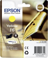 Картридж струйный Epson оригинальный C13T16244010 / C13T16244012 (16 Yellow) оригинальный для WorkForce WF-2010W, жёлтый