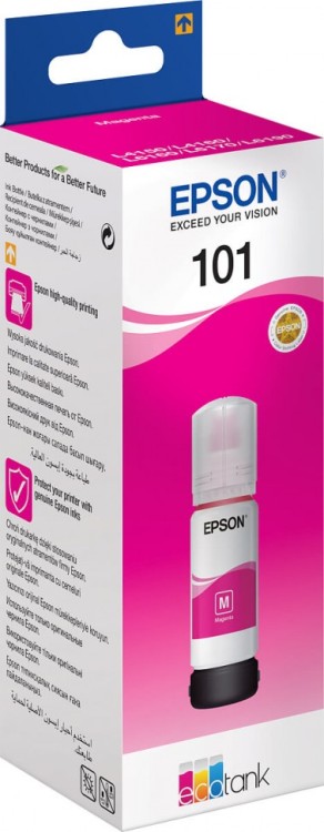 Чернила Epson C13T03V34A (101 Magenta) EcoTank оригинальные для Epson L4150/ L4160/ L6160/ L6170/ L6190, пурпурный, 70мл