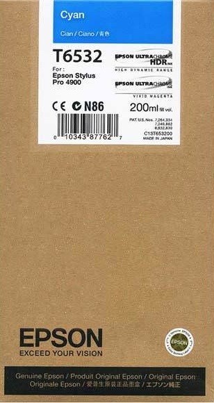 Картридж струйный Epson оригинальный C13T653200 для Stylus Pro 4900, (200ml) : Cyan