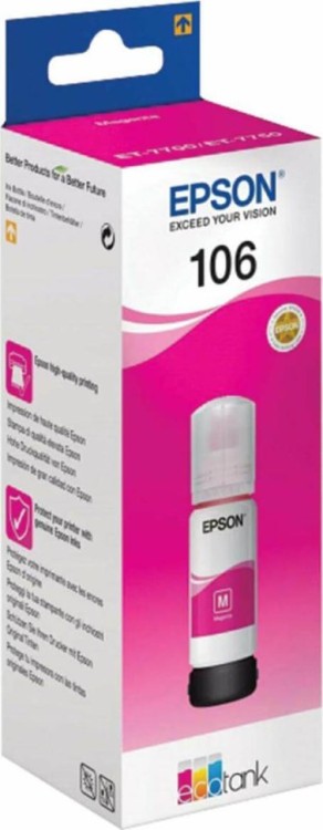 Epson C13T00R340 оригинальные чернила EcoTank (106 Magenta) для Epson L7160/ L7180, пурпурный, 70мл