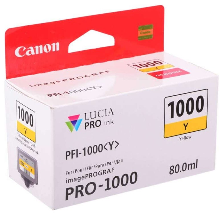 Картридж струйный Canon PFI-1000 Y для принтеров Pixma MG5740/  MG6840/  MG7740, 80  мл