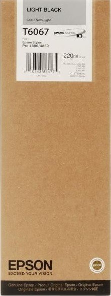 Картридж струйный Epson оригинальный T6067/ C13T606700 (light black) оригинальный для Stylus Pro 4800/ 4880, светло-чёрный,220 мл