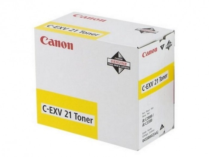 Тонер-картридж Canon C-EXV21Y для принтеров iR C2380i, C2880, C2880i, C3080, C3080i, C3380, C3380i, C3580, C3580i, C3580Ne, желтый, 14000 стр.