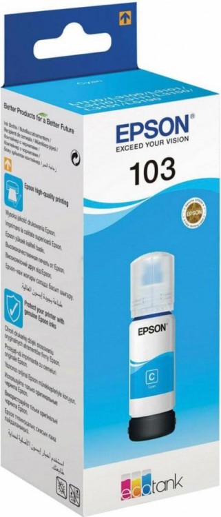 Чернила Epson C13T00S24A (103 Cyan) EcoTank оригинальные для Epson L3100/ L3101/ L3110/ L3150, голубой, 65мл