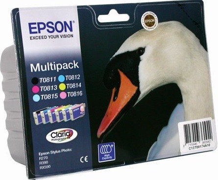Набор картриджей струйных Epson оригинальный C13T11174A10 / C13T08174A для St. Ph. R270/R390/RX590 (C,M,Y,B,Lc,Lm) (cons ink)