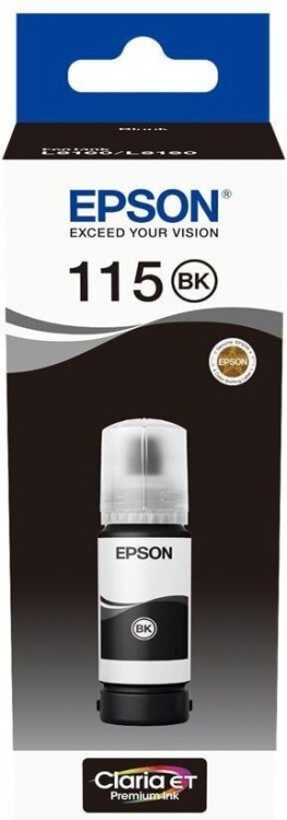 Epson C13T07C14A оригинальные чернила EcoTank (115 Black) для Epson L8160/ L8180, чёрный, 70мл