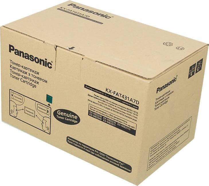 Тонер-картридж Panasonic KX-FAT431A7D оригинальный для принтеров KX-MB2230 / MB2270/ MB2510/ MB2540/ MB2271, двойная упаковка, чёрный, 2*6000 стр.