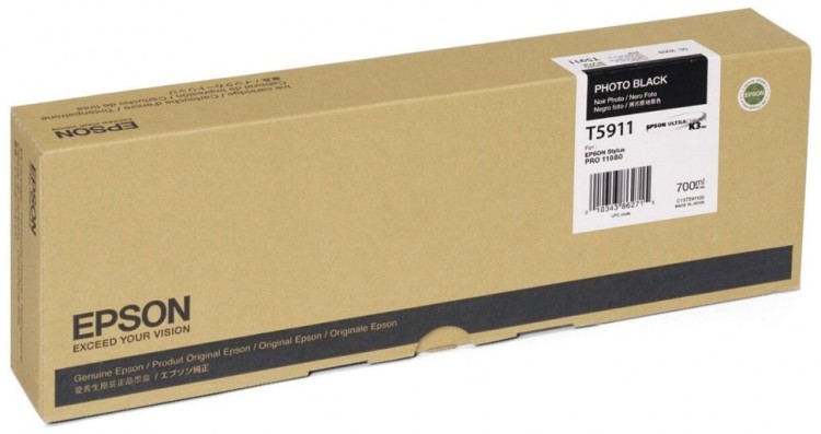 Картридж струйный Epson оригинальный C13T591100 (T5911 Photo Black) для принтера Stylus Pro 11880, фото чёрный