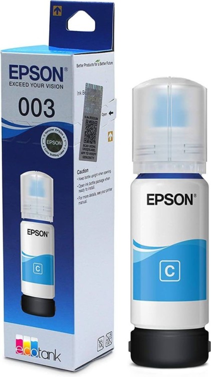 Чернила Epson C13T00V298 (003 Cyan) EcoTank оригинальные для Epson L3100/ L3101/ L3110/ L3150, голубой, 65мл