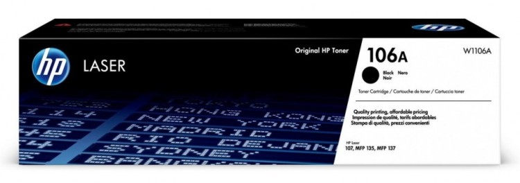 Картридж HP W1106A (106A) оригинальный для принтеров LaserJet 107, MFP 135/ 137 black, 1000 страниц