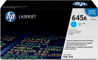 Картридж HP C9731A (645A) оригинальный для принтеров Color LaserJet 5500/ 5500n/ 5500dn/ 5500dtn/ 5500hdn/ 5550n/ 5550dn/ 5550dtn/ 5550hdn/ 5550dsn cyan, 12000 страниц