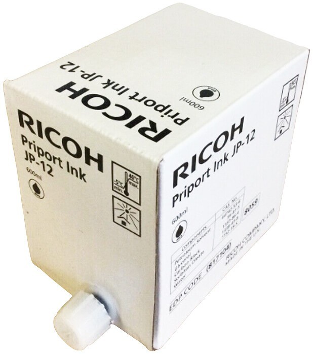 Чернила Ricoh JP-12 (817104) оригинальные для Ricoh Priport JP-3000/ 1210/ 1250/ 1215/ 1255, DX3240/ 3440/ 3243/ 3443, DD3344/ 3324, чёрный, 5*600ml