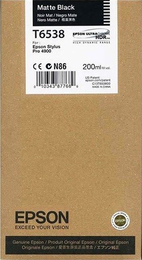 Картридж струйный Epson оригинальный C13T653800 для Stylus Pro 4900, (200ml) : Matte Black Картридж струйный Epson оригинальный C13T653800 для Stylus Pro 4900, (200ml) : Matte Black