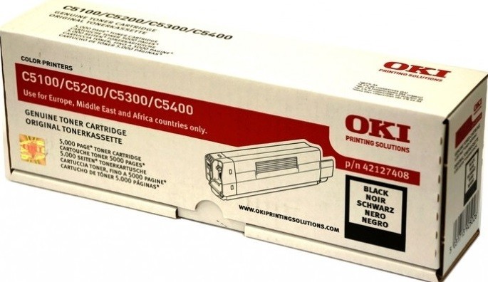 Картридж OKI (42127408/42127491) оригинальный для принтеров C5100/ C5150/ C5200/ C5300/ C5400/ C5510, чёрный, 5000 страниц