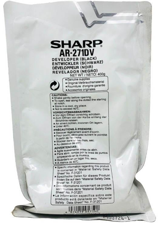 Девелопер Sharp AR-271DV/ AR-271LD/ AR271DV/ AR271LD оригинальный для Sharp AR-235/ AR-275/ AR-5625/ AR-5631/ AR-M236/ AR-M276, чёрный, 50000 стр.