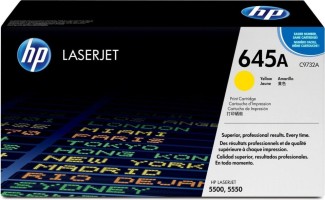 Картридж HP C9732A (645A) оригинальный для принтеров Color LaserJet 5500/ 5500n/ 5500dn/ 5500dtn/ 5500hdn/ 5550n/ 5550dn/ 5550dtn/ 5550hdn/ 5550dsn yellow, 12000 страниц