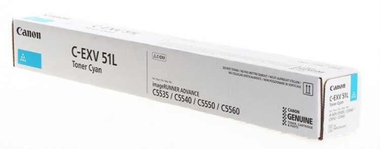 Тонер-картридж оригинальный Canon C-EXV51L 0485C002 для принтеров iR ADV C5535/ iR ADV C5535i/ iR ADV C5540i/ iR ADV C5550i/ iR ADV C5560i, Cyan (26 000 стр.)