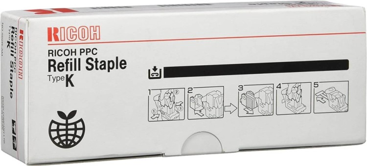 Картридж со скрепками Ricoh Type K (410801/410802) оригинальный для степлеров финишёров Ricoh, 3* 5000 стр.