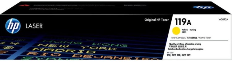 Картридж HP W2092A (119A) Yellow оригинальный для HP Color Laser 150a/ 150nw, MFP 178nw/ 179fnw, жёлтый, 700 стр.