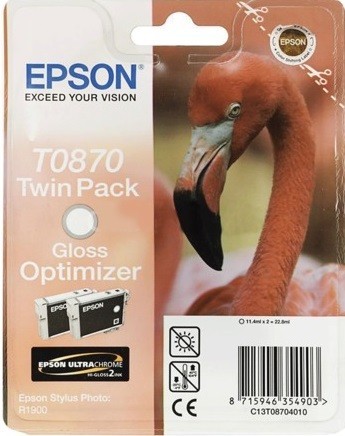 Картридж струйный Epson оригинальный C13T08704010 для Stylus Photo R1900 (Twin Pack, Gloss Optimizer) (cons ink)