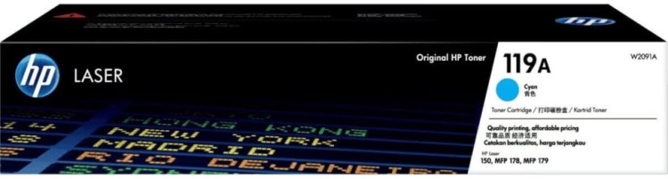 Картридж HP W2091A (119A) Cyan оригинальный для HP Color Laser 150a/ 150nw, MFP 178nw/ 179fnw, голубой, 700 стр.