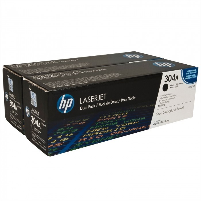 Картридж HP CC530AD (304A) оригинальный для принтеров Color LaserJet CM2320/ CM2320fxi/ CM2320nf/ CP2025/ CP2025dn/ CP2025n, чёрный, двойная упаковка 2*3500 страниц