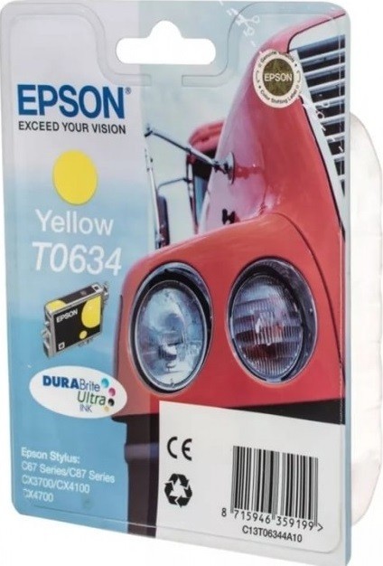 Картридж струйный Epson оригинальный C13T06344A10 T0634 для C67/87/CX3700/4100/4700, Yellow