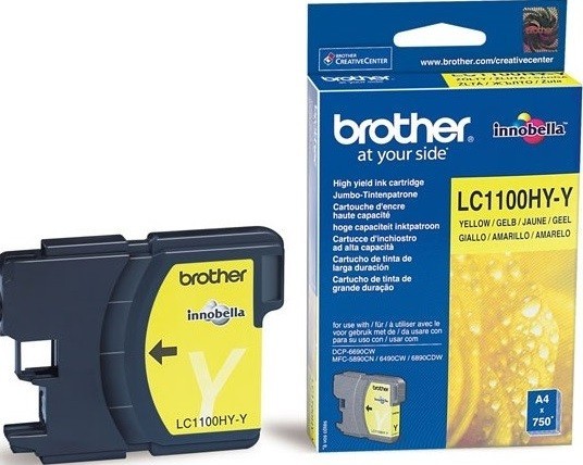 Картридж струйный Brother оригинальный LC-1100HYY (DCP-6690CW/MFC-5890CN/6490CW/6890CDW) Yellow (750 стр)