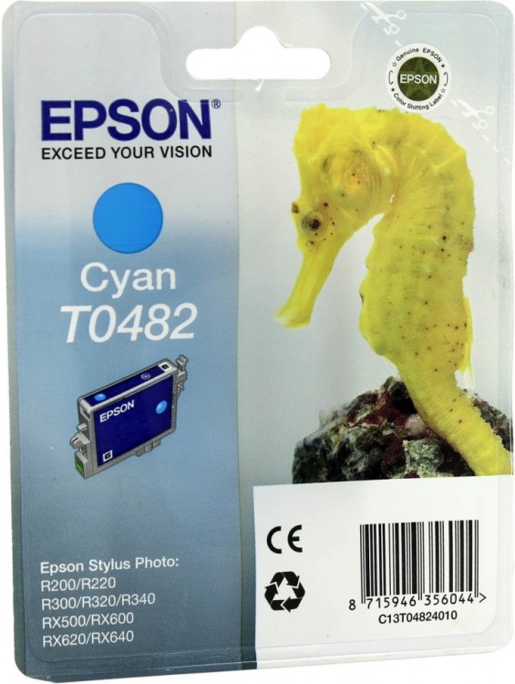 Картридж струйный Epson оригинальный C13T04824010 T0482 для St.R200/300/RX500/600/620 (синий) (cons ink) Картридж струйный Epson оригинальный C13T04824010 T0482 для St.R200/300/RX500/600/620 (синий) (cons ink)