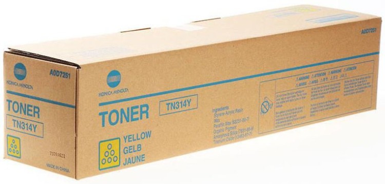 Картридж Konica-Minolta TN-314Y (A0D7251) оригинальный для принтеров bizhub C353/ 353P, жёлтый, 20000 стр.