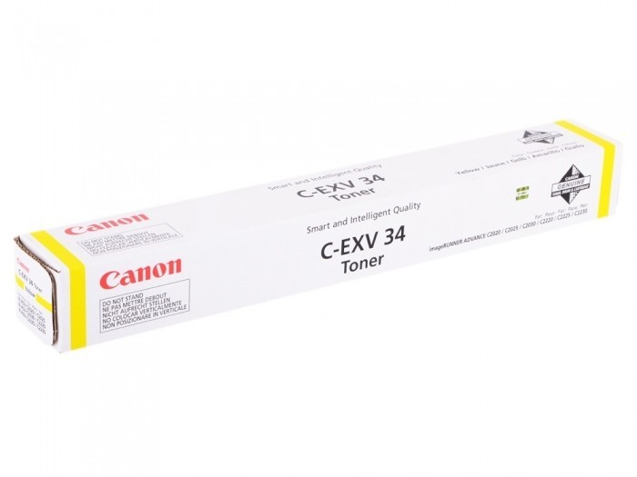 Картридж Canon C-EXV34Y (3785B002) оригинальный для принтеров iRC2030L/ C2030i/ C2020L/ C2020i/ C2025i, жёлтый, 16 000 страниц