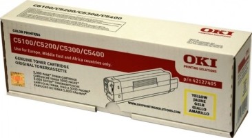 Картридж OKI (42127405/42127488) оригинальный для принтеров C5100/ C5150/ C5200/ C5300/ C5400/ C5510, жёлтый, 5000 страниц