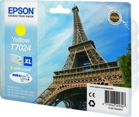 Картридж струйный Epson оригинальный C13T70244010 для WP 4000/4500 Series Ink XL, Yellow, 2k