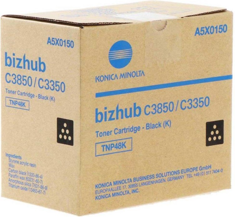 Картридж Konica-Minolta TNP48K/ TNP-48K/ A5X0150 оригинальный для Konica-Minolta bizhub C3350/ C3850, чёрный, 10000 страниц