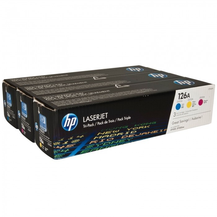 Набор картриджей HP CF341A (CE311A+CE312A+CE313A) (126A) оригинальный для принтеров Color LaserJet CP1025/ CP1025nw/ M175nw/ M275, 3*1000 страниц
