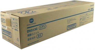 Блок девелопера Konica-Minolta DV-313C (DV313C/ A7U40KD/ A7U4-0KD) оригинальный для Konica-Minolta bizhub C258/ C308/ C368, голубой, 600 000 стр.