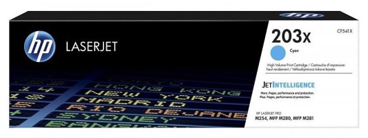 Картридж HP CF541X (203X) оригинальный для принтеров Color LaserJet Pro M254/ M280/ M281 голубой, 2500 страниц