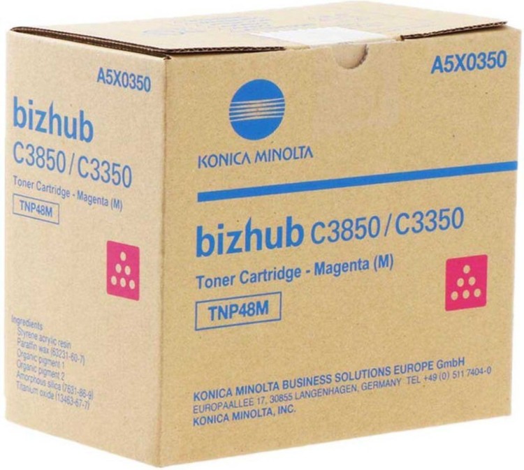 Картридж Konica-Minolta TNP48M/ TNP-48M/ A5X0350 оригинальный для Konica-Minolta bizhub C3350/ C3850, пурпурный, 10000 страниц