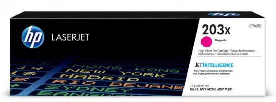 Картридж HP CF543X (203X) оригинальный для принтеров Color LaserJet Pro M254/ M280/ M281 пурпурный, 2500 страниц