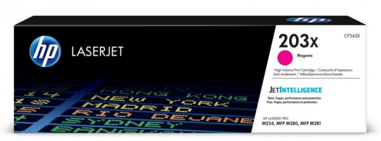 Картридж HP CF543X (203X) оригинальный для принтеров Color LaserJet Pro M254/ M280/ M281 пурпурный, 2500 страниц