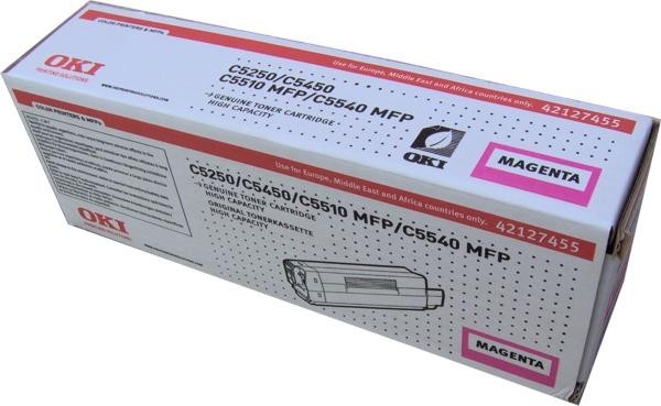 Картридж OKI (42127493/42127455) оригинальный для принтеров C5250/ C5450/ C5510MFP/ C5540MFP, пурпурный, 5000 стр.