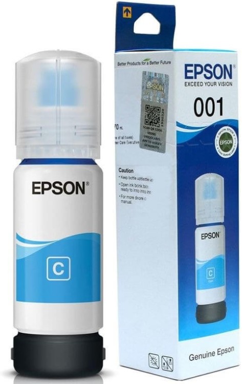 Чернила Epson C13T03Y200 (001 Cyan) EcoTank оригинальные для Epson L4150/ L4160/ L6160/ L6170/ L6190, голубой, 70мл