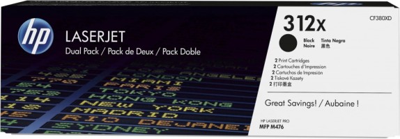 Картридж HP CF380XD (312X) оригинальный для принтеров Color LaserJet Pro M476dn/ M476dw/ M476nw black, двойная упаковка 2*4400 страниц