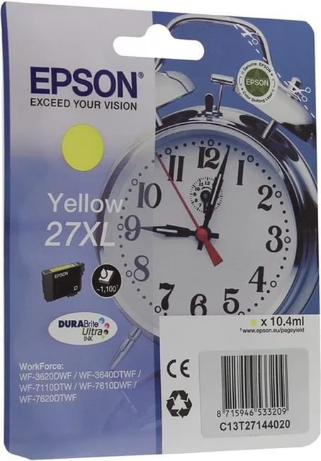 Картридж струйный Epson оригинальный C13T27144020 Singlepack Yellow 27XL DURABrite Ultra Ink for WF7110/7610/7620 (cons ink)