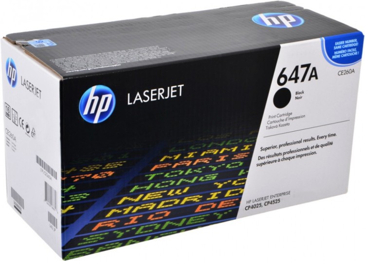 Картридж HP CE260A (647A) оригинальный для принтеров Color LaserJet CP4025/ CP4525 black, 8500 страниц