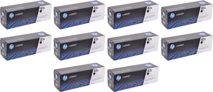 Набор картриджей HP CF283X (83X) (10шт) оригинальный для принтеров LaserJet Pro M201/ MFP M225 black, 2200 страниц 10 штук