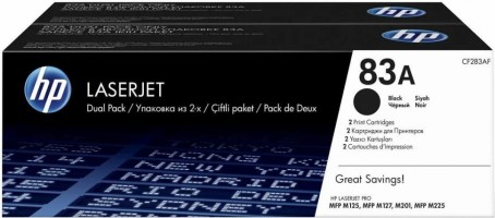 Картридж HP CF283AF/ CF283AD (83A) оригинальный для принтеров LaserJet Pro M201/ MFP M225/ MFP M125/ MFP M127, чёрный, двойная упаковка 2*1500 страниц