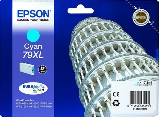 Картридж струйный Epson оригинальный C13T79024010 79XL голубой повышенной емкости для WF-5110DW/WF-5620DWF