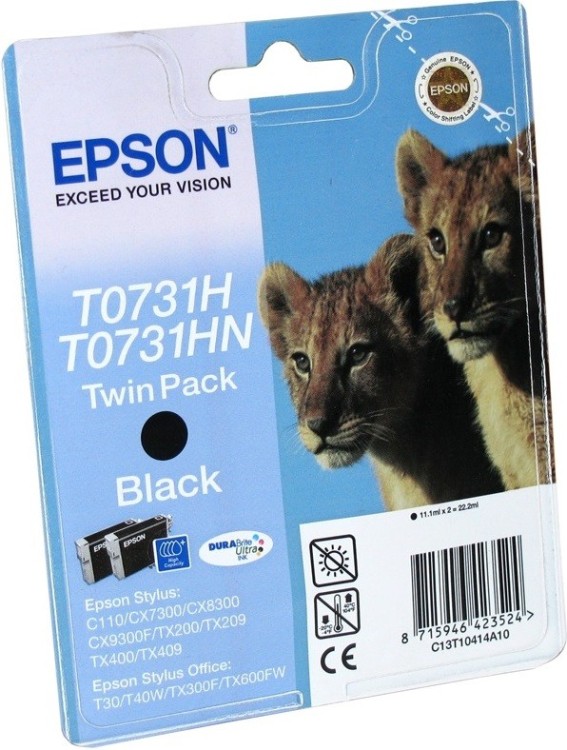 Картридж струйный Epson оригинальный C13T10414A10 / C13T07214A10 T10414 (2шт. в уп.) C110/CX7300/CX8300/CX9300F (черный) (cons ink)